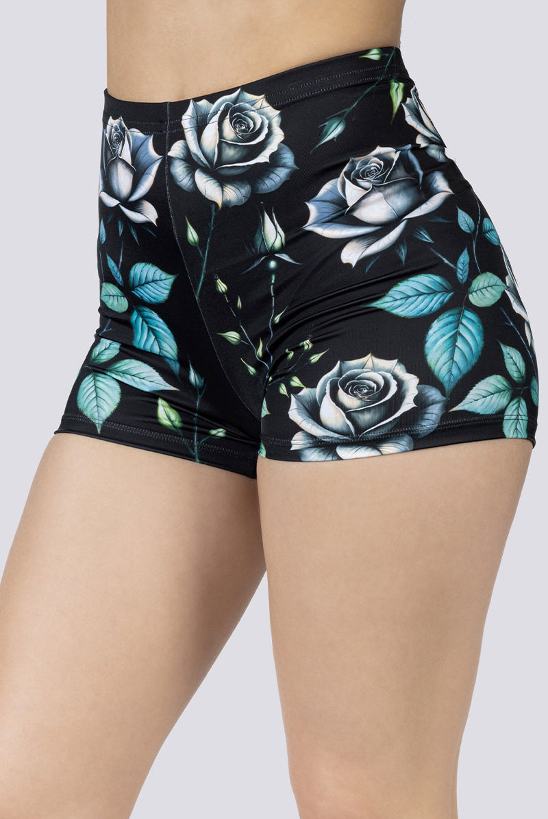 Widow Garden High Waisted Shorts Close Up Goth Clothing