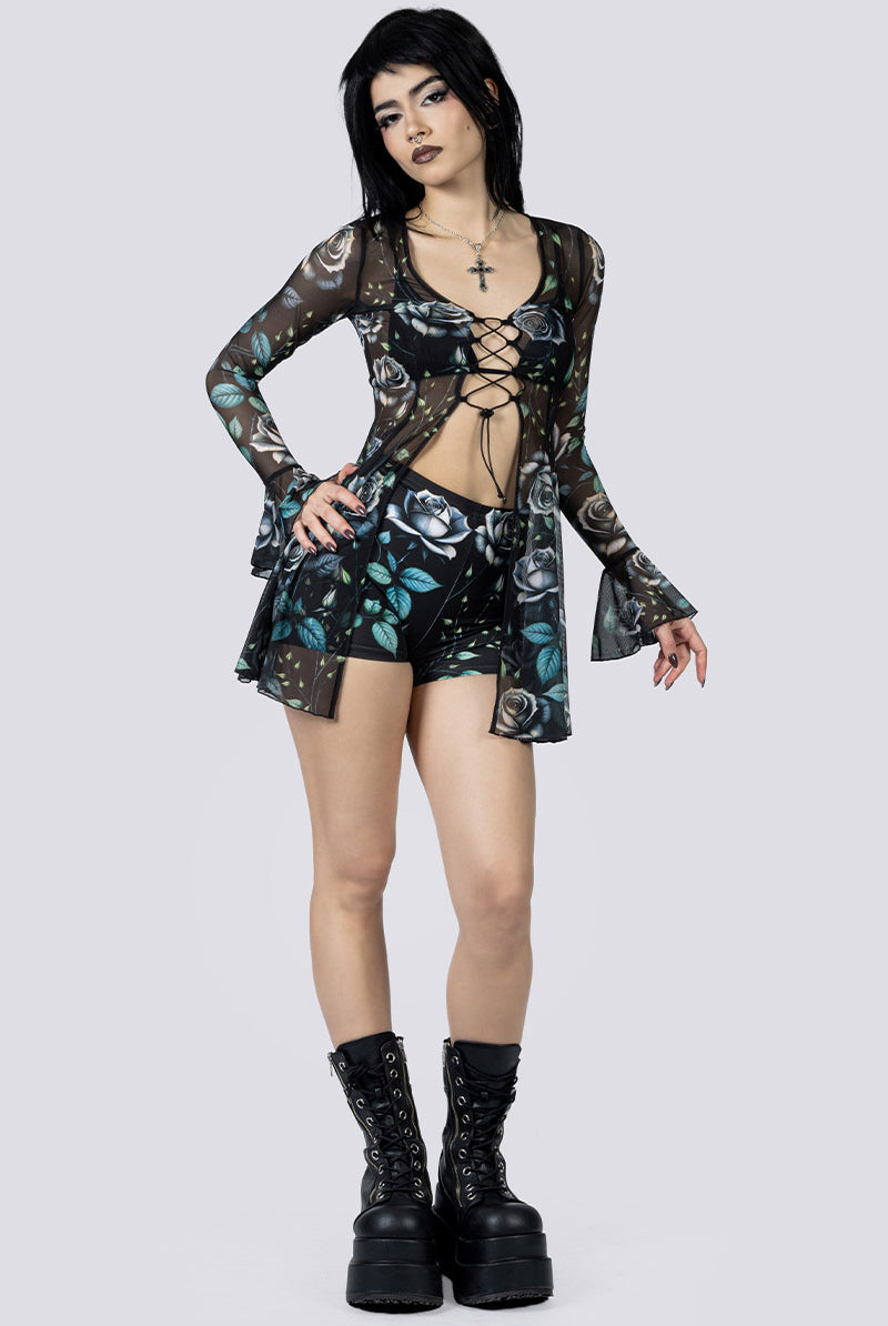Widow Garden High Waisted Shorts Set Front Goth Fashion
