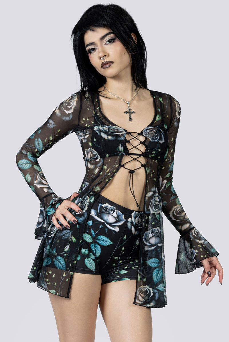 Widow Garden Lace Up Bra Top Close Up Front Gothic Outfits