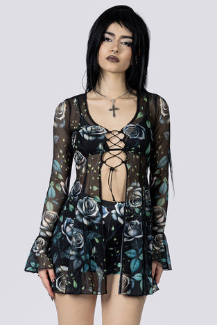 Widow Garden Lace Up Bra Top Front Goth Clothing