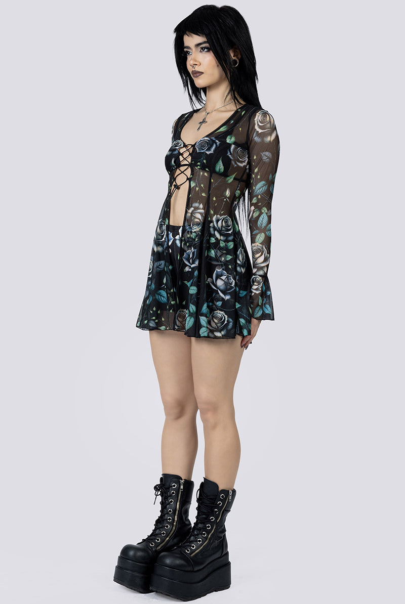 Widow Garden Lace Up Bra Top Side Goth Wear