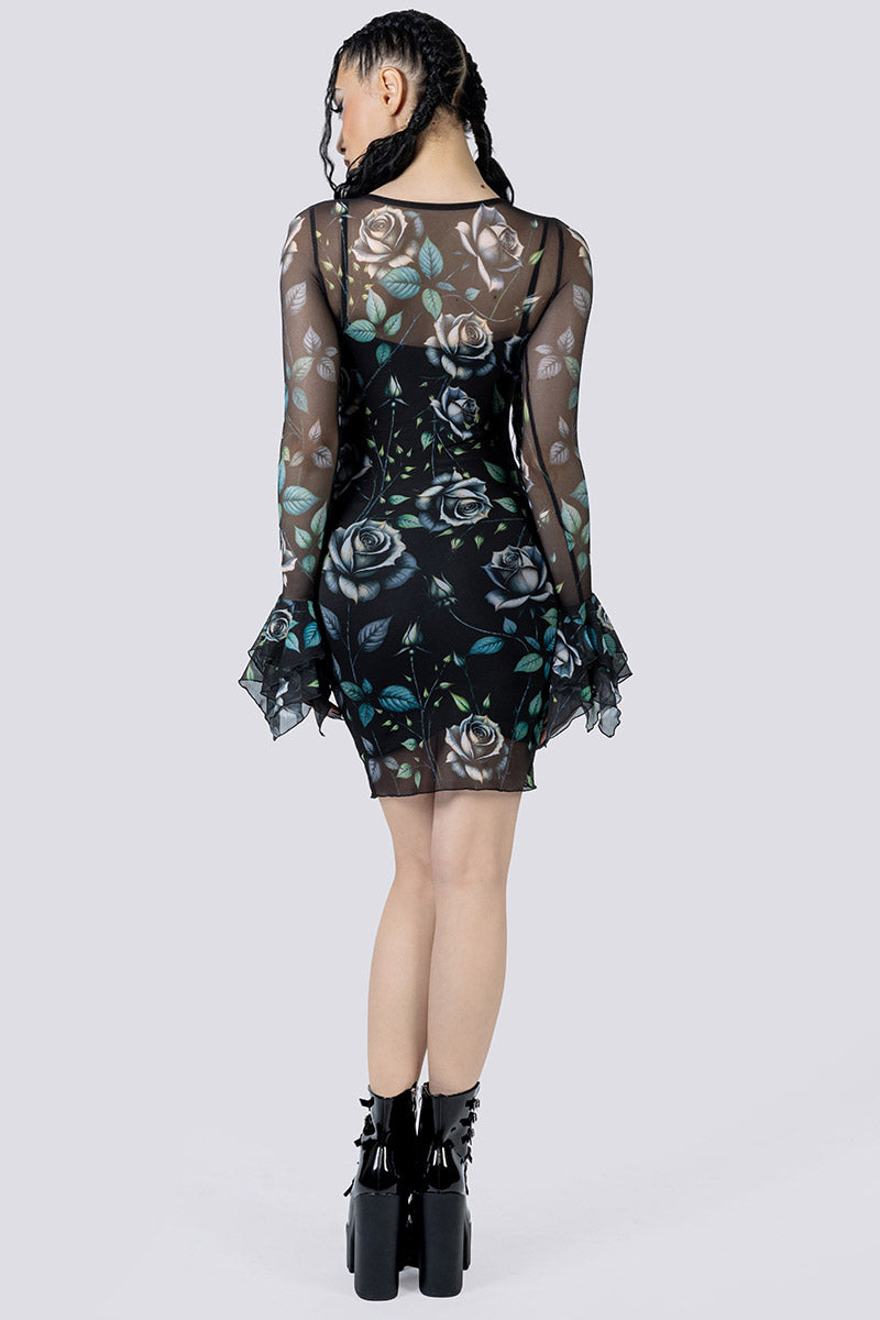 Widow Garden Mini Bodycon Dress Back Goth Fashion