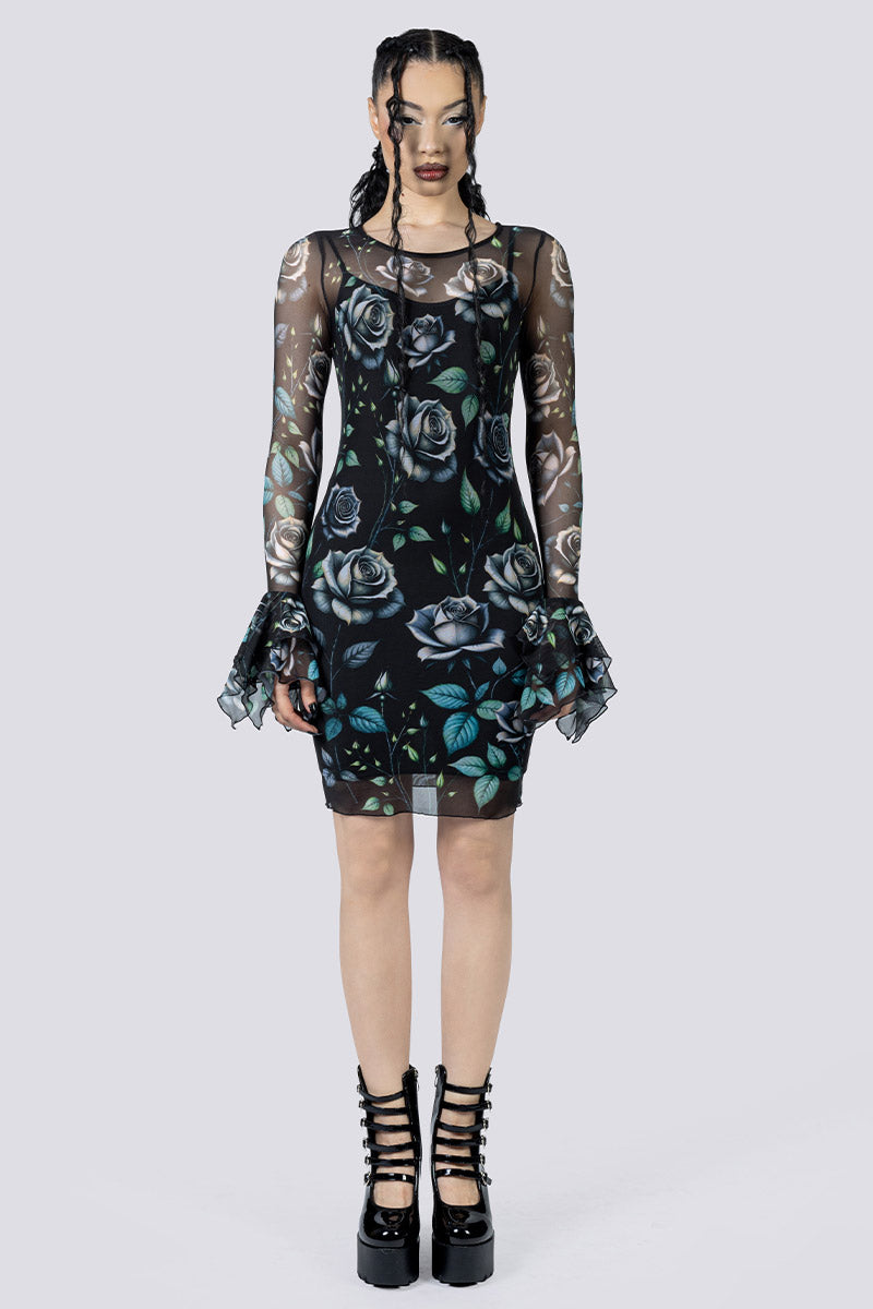 Widow Garden Mini Bodycon Dress Front Goth Wear
