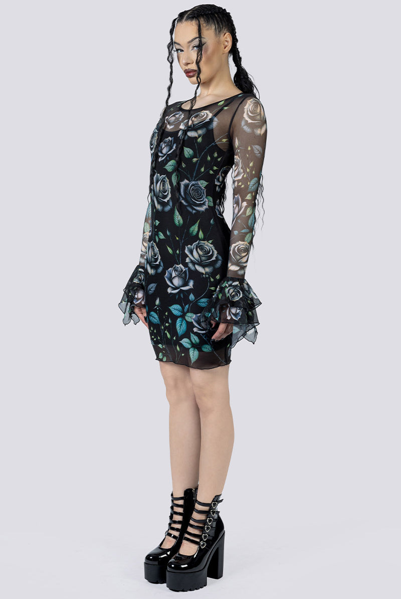 Widow Garden Mini Bodycon Dress Side Gothic Outfits