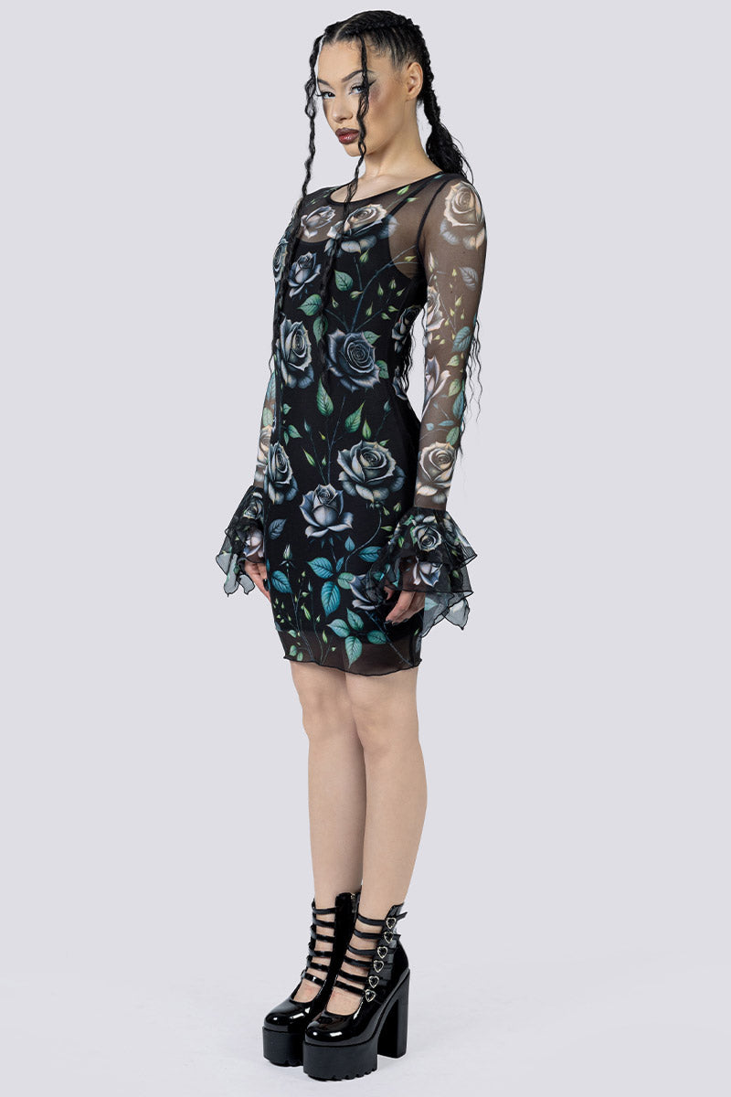 Widow Garden Mini Bodycon Dress Side Gothic Outfits