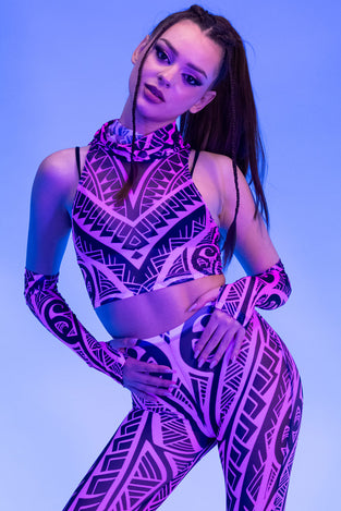 Rave Outfit Wild Amulet Mesh Flared Pants Set