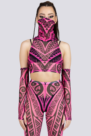Wild Amulet Mesh Hooded Crop Top