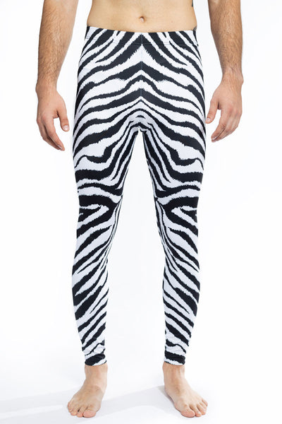 Zebra Men Leggings in Black and White