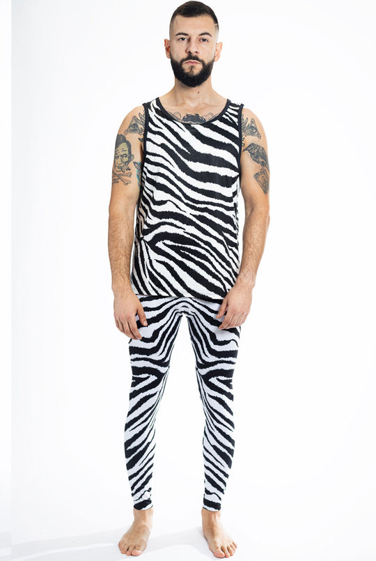 Zebra Men Leggings in Black and White | Devil Walking