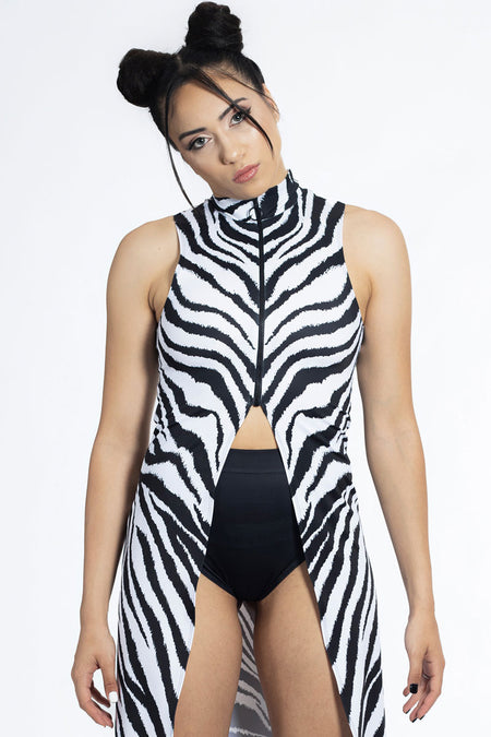 Rave Outfit Zebra Sleeveless Cut Out Maxi Dress Close View
