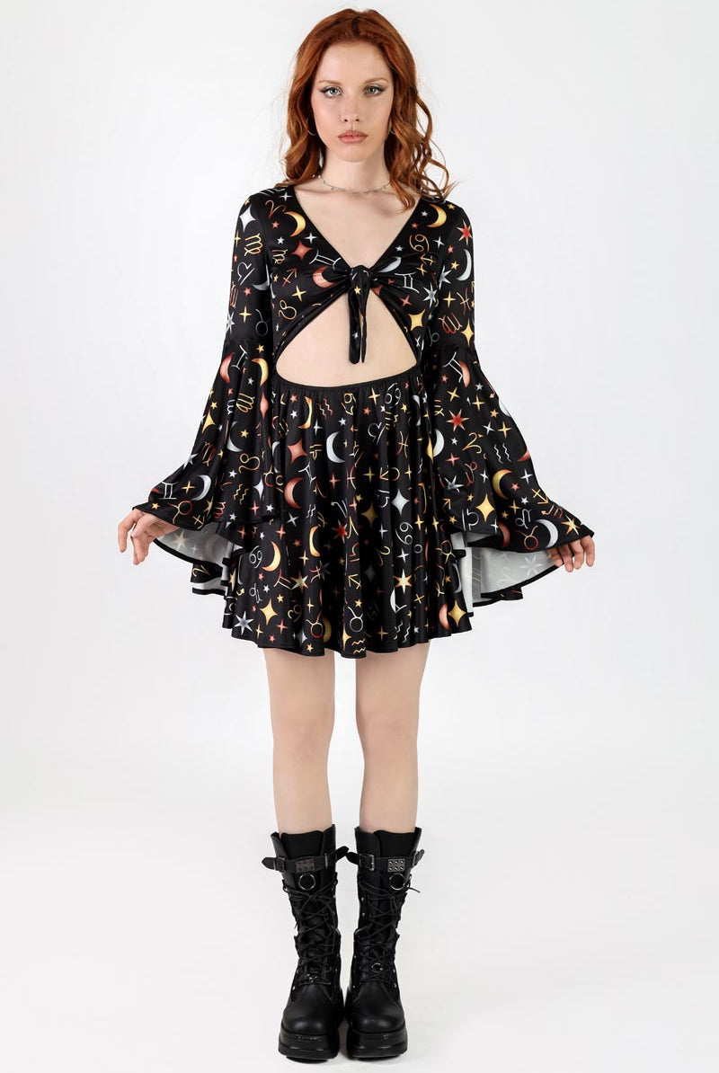 Zodiac Gems Front Tie Knot Dress Full View