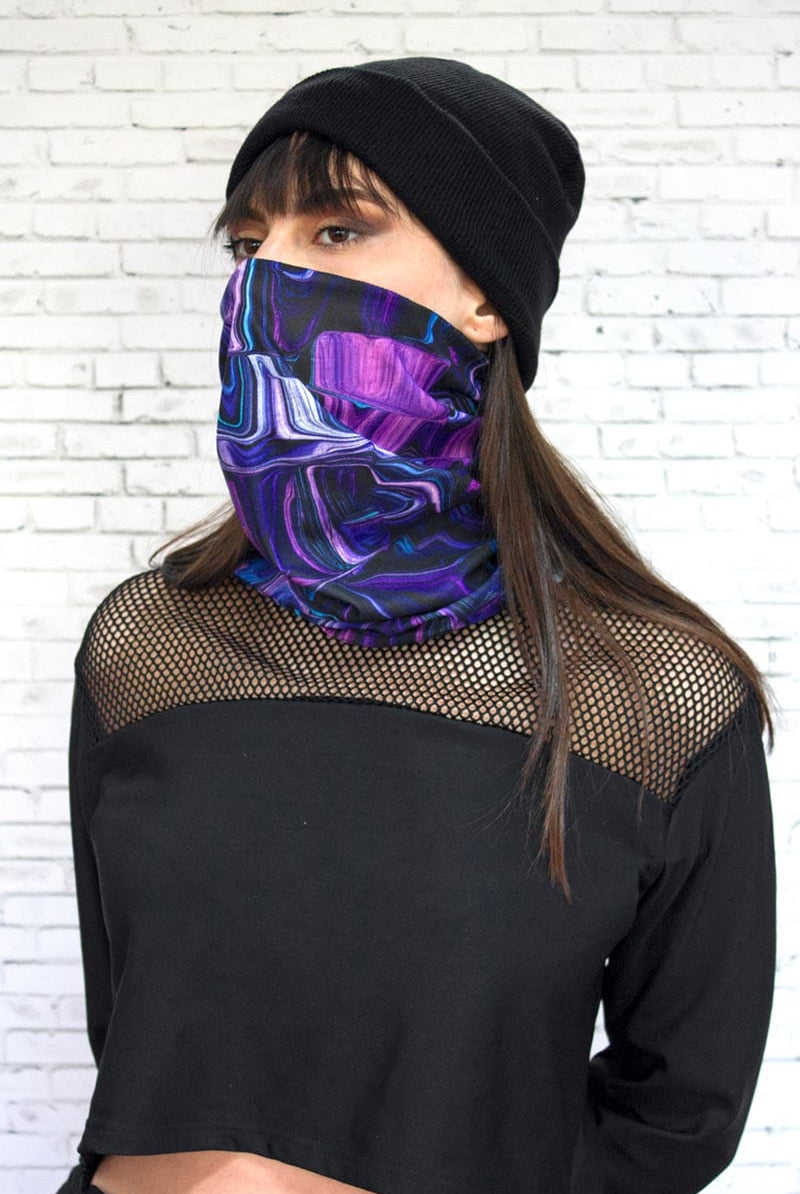 Purple Liquid Neck Gaiter Left View