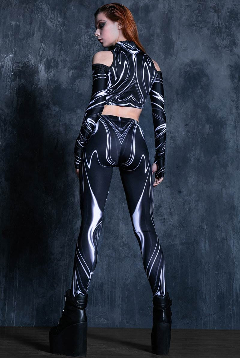 Black Marble Rave Leggings Back View