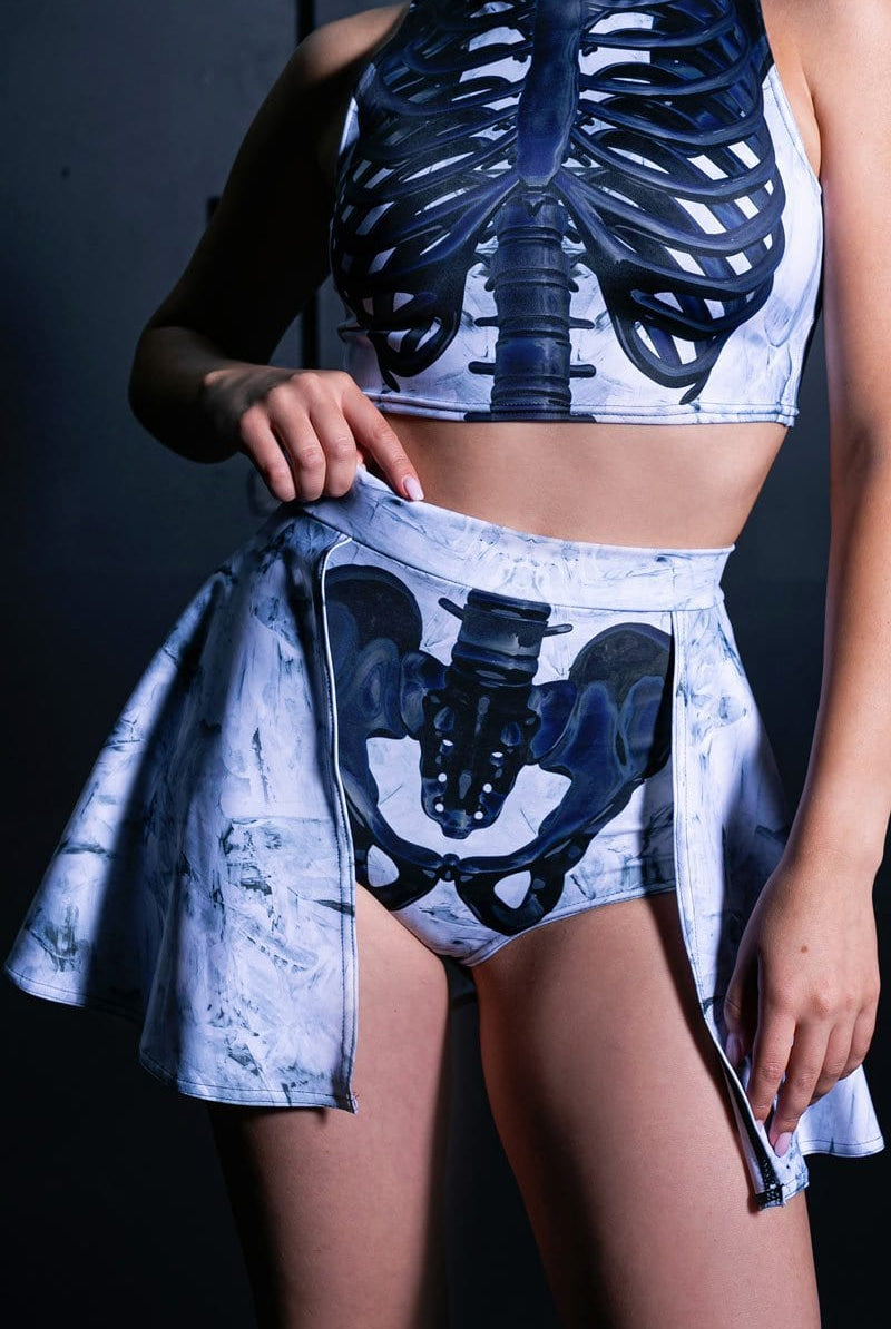 Black Skeleton Backside Shorts Skirt Close View
