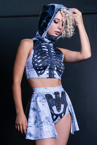 Rave Outfit Black Skeleton Matching Set