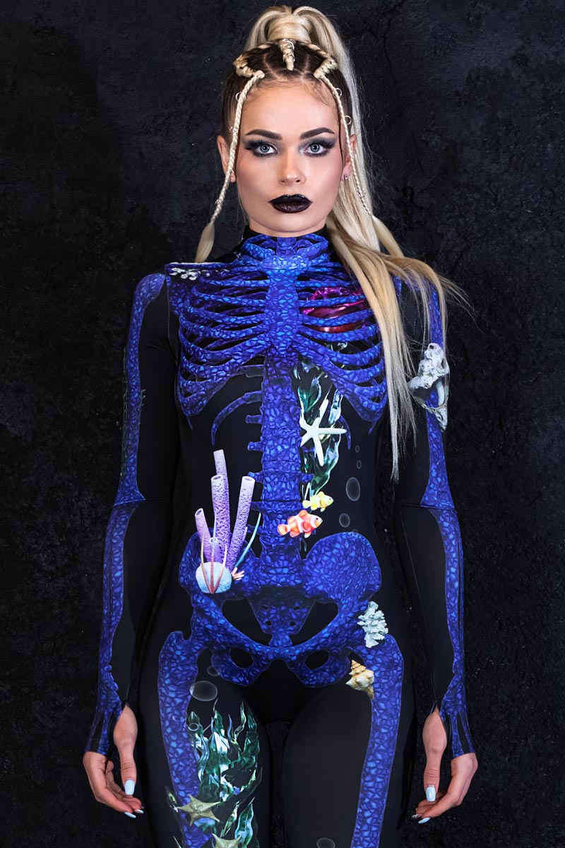 Blue Coral Skeleton Costume Close View
