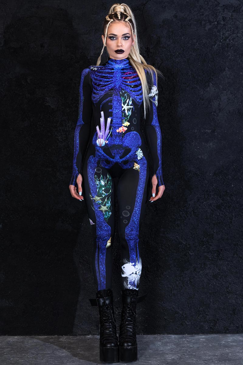 Blue Coral Skeleton Costume Front View
