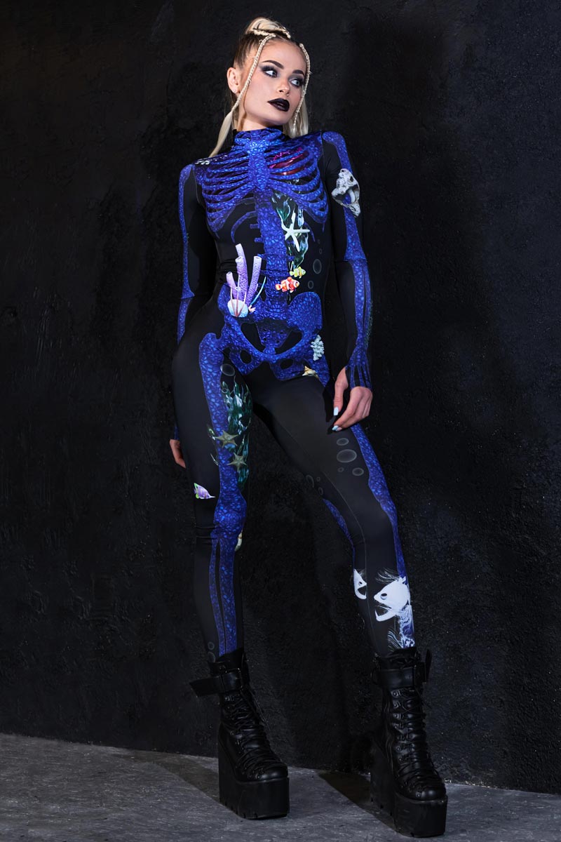 Blue Coral Skeleton Costume Side View