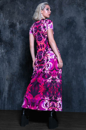 Burning Flower Rave Cut Out Maxi Dress Back View