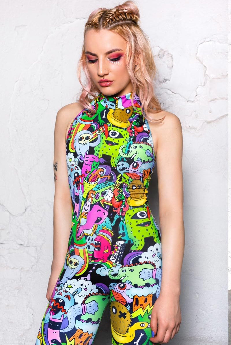 Magic Forest Sleeveless Catsuit Front View