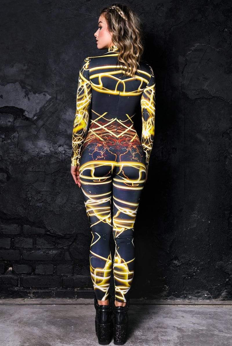Yellow Neon Catsuit Back View