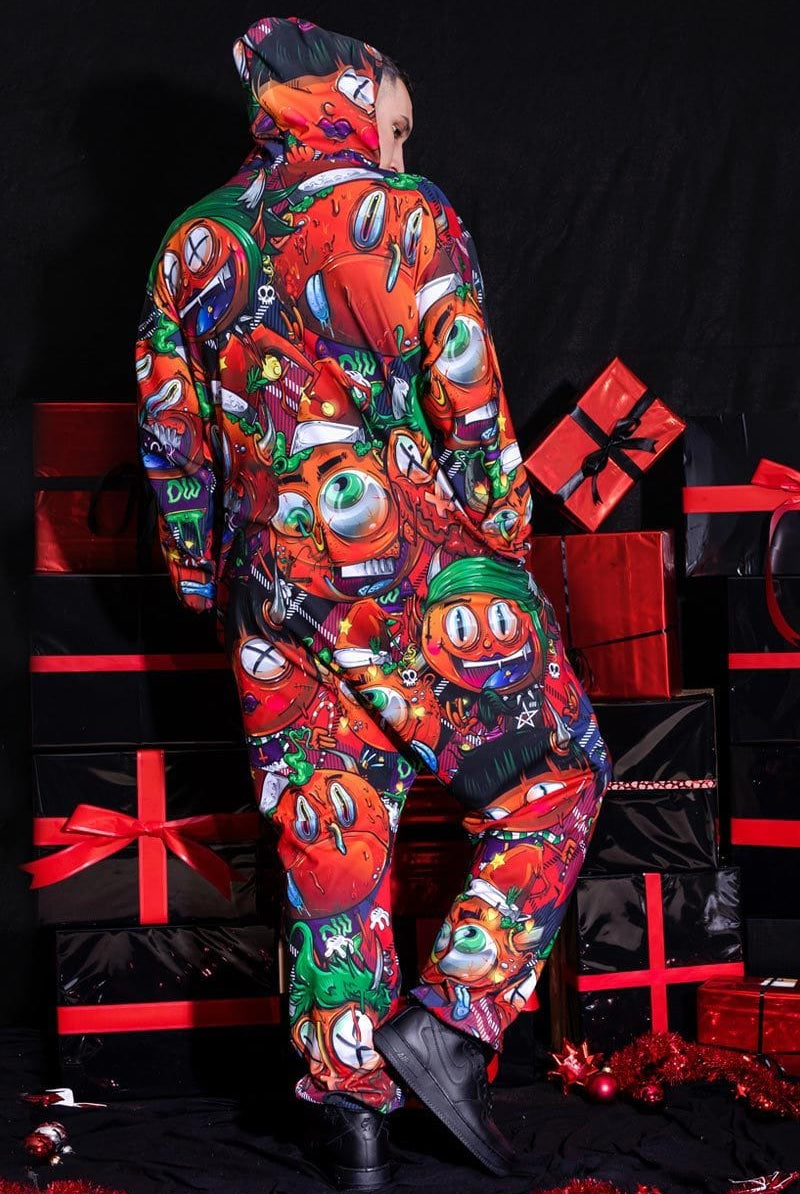 Devil Wears Tartan Onesie for Men Back View