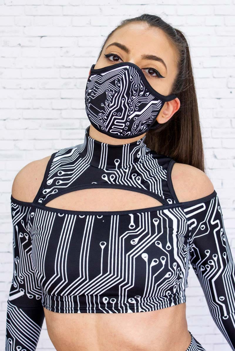 Circuit Board Reusable Face Mask Front View
