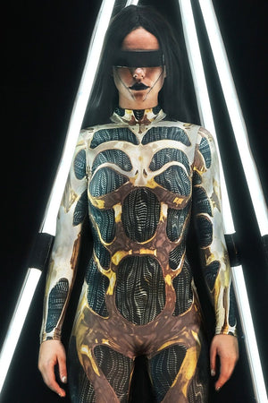 Golden Cyborg Women Costume Close View