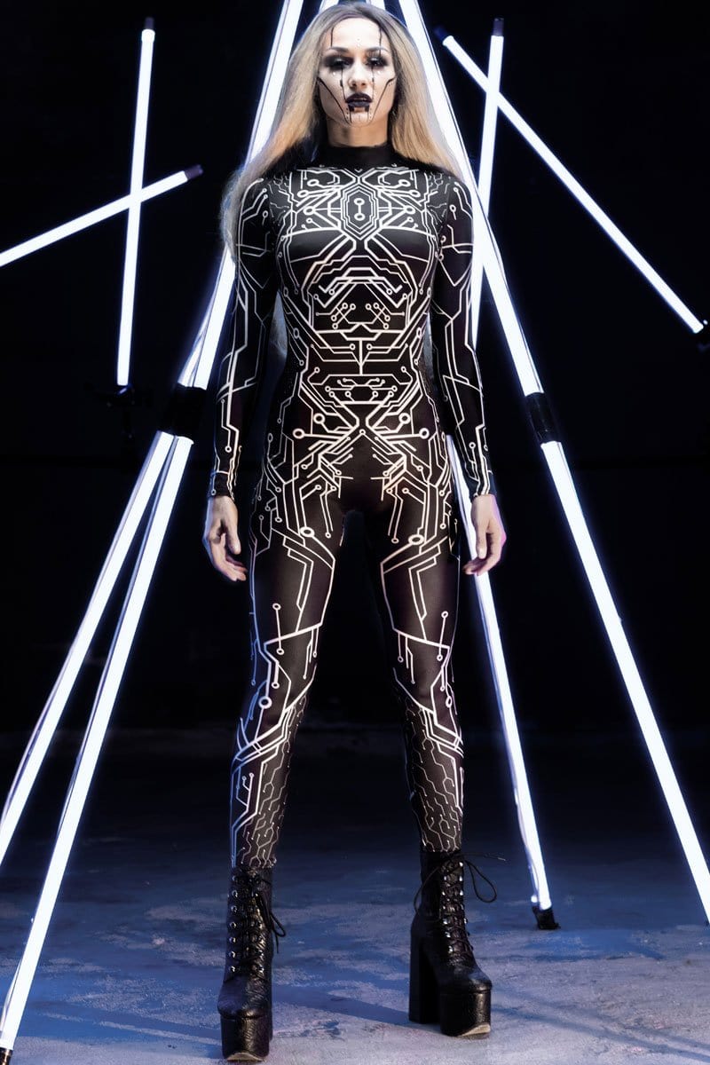 Black Circuit Board Costume Front View