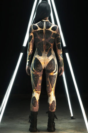 Golden Cyborg Women Costume Back View