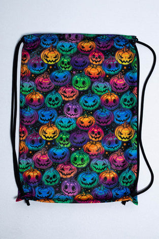 Creepy Pumpkin Drawstring Bag Close View
