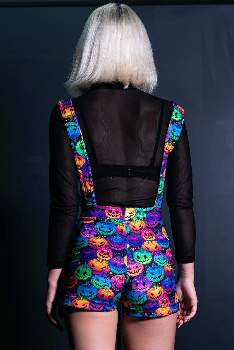 Creepy Pumpkin Shortalls Back View