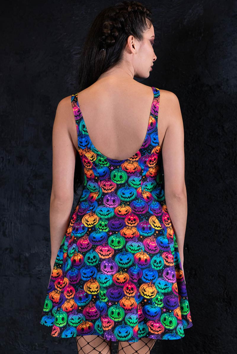Creepy Pumpkin Skater Dress Back View