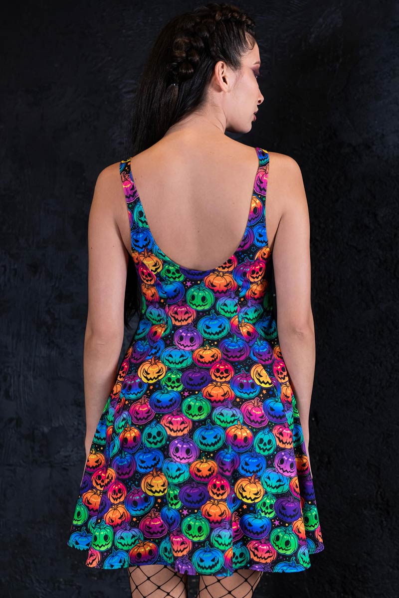 Creepy Pumpkin Skater Dress Close View