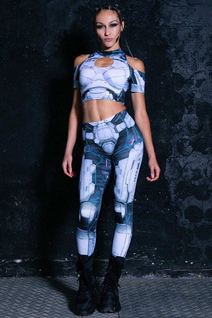 Rave Outfit Cyber Soldier Leggings Set Full View