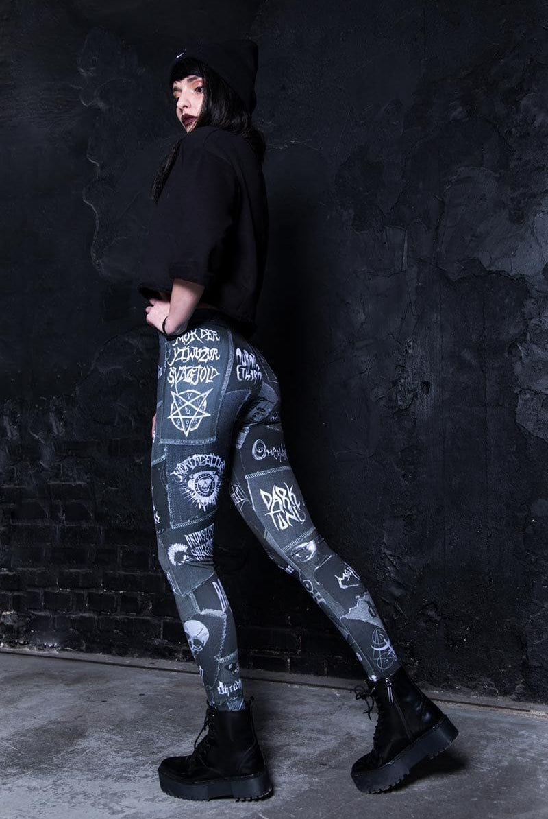 Black Denim Leggings Side View