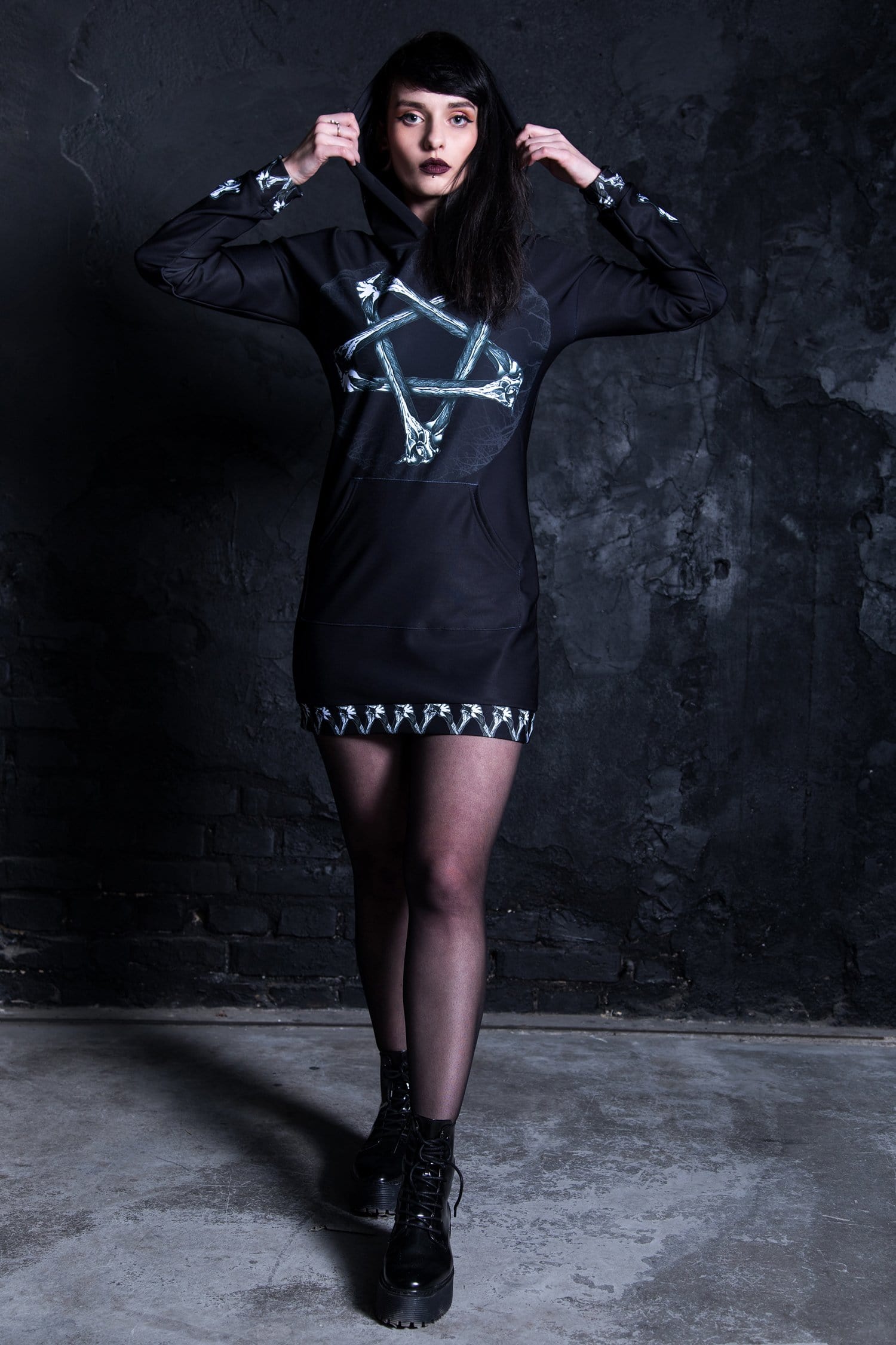 Bones Pentagram Hoodie Dress