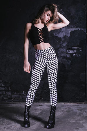 Checkered Triangle Leggings Front View