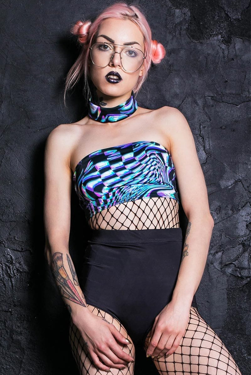 Digital Choker Boob Tube Top Close View