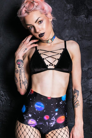 Lost Planets High Waisted Shorts Front View