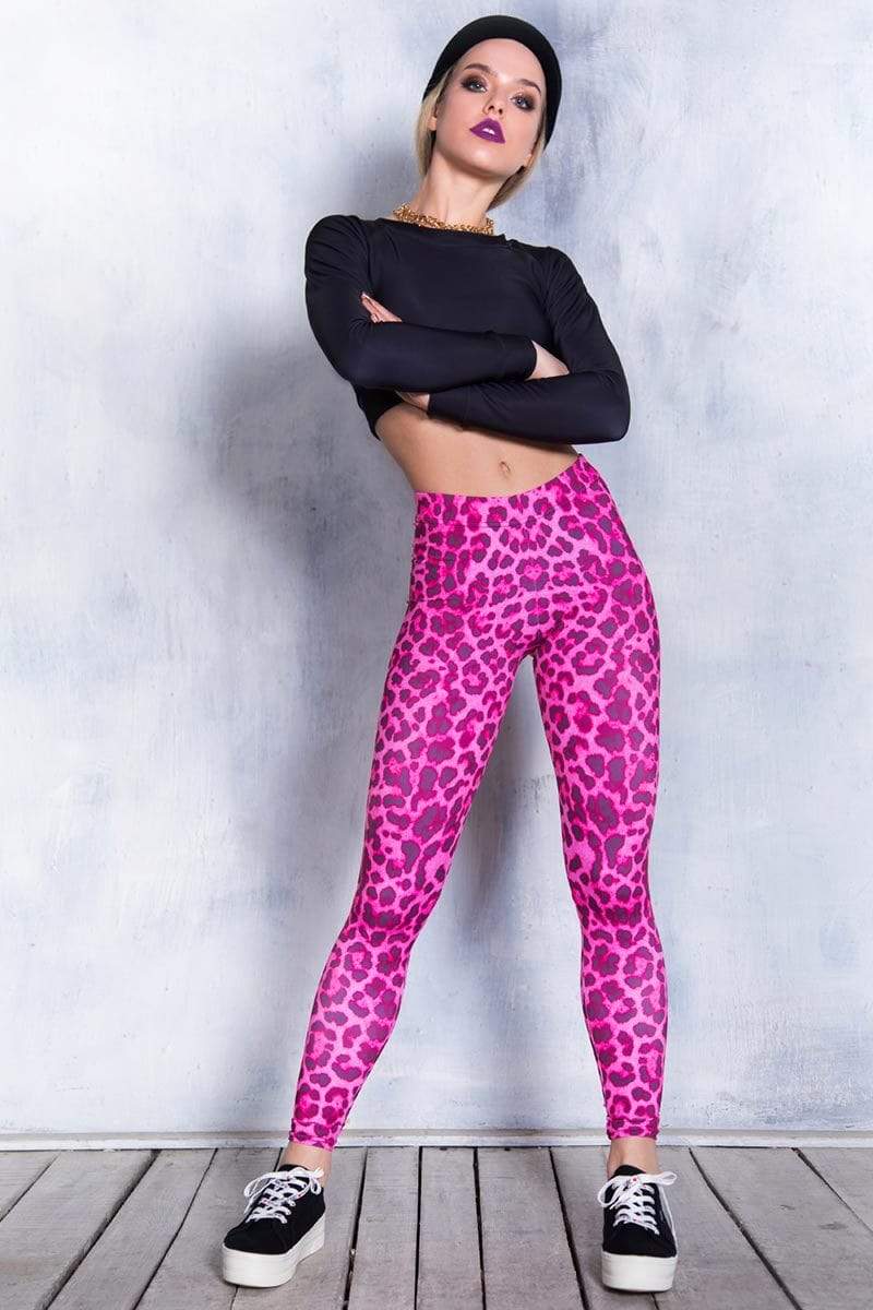 Pink Leopard Leggings Front View