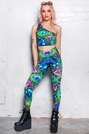 Psychedelic Travel Leggings Front View