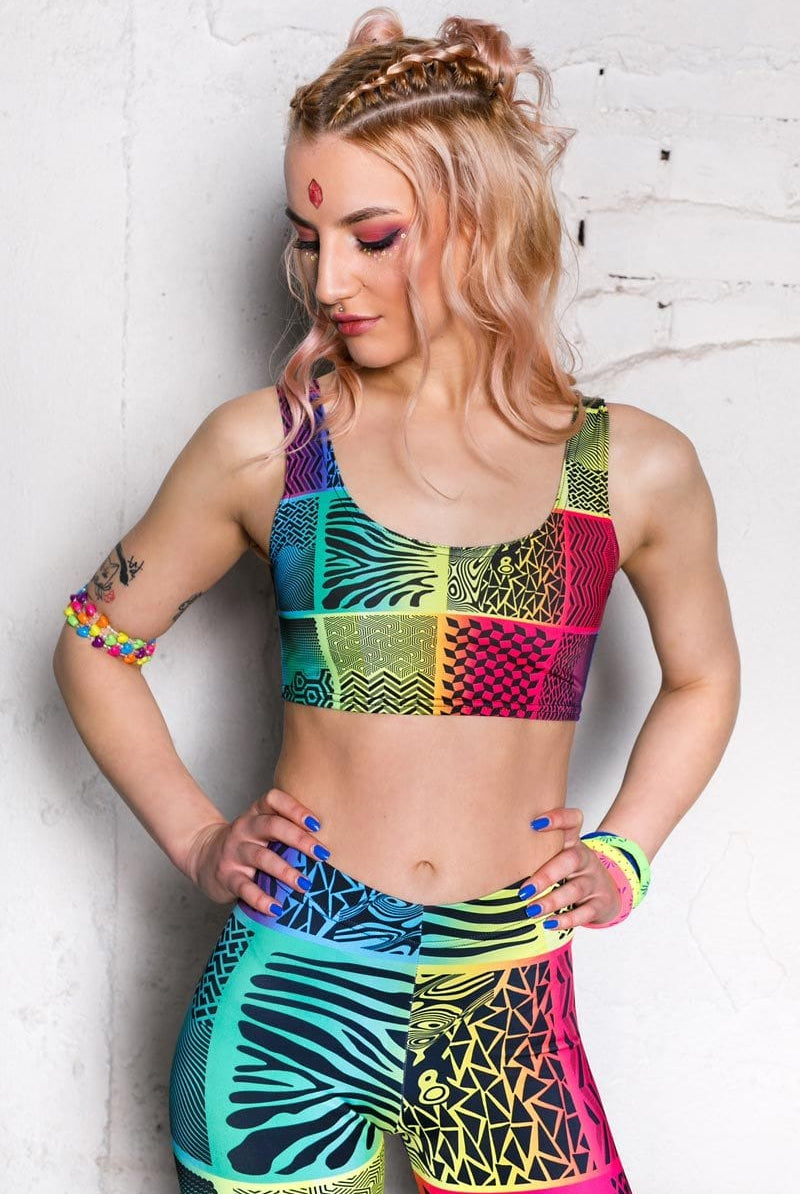 Rainbow Streaks Bra Top Close View