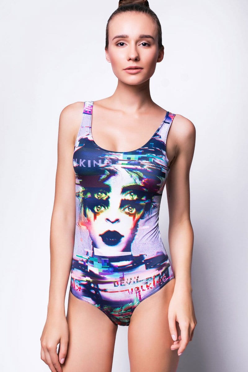 Glitch One Piece Swimsuit Front View