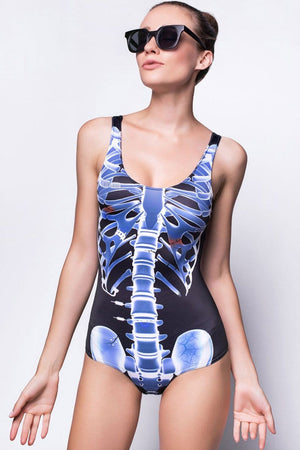 Skeleton One Piece Swimsuit Front View