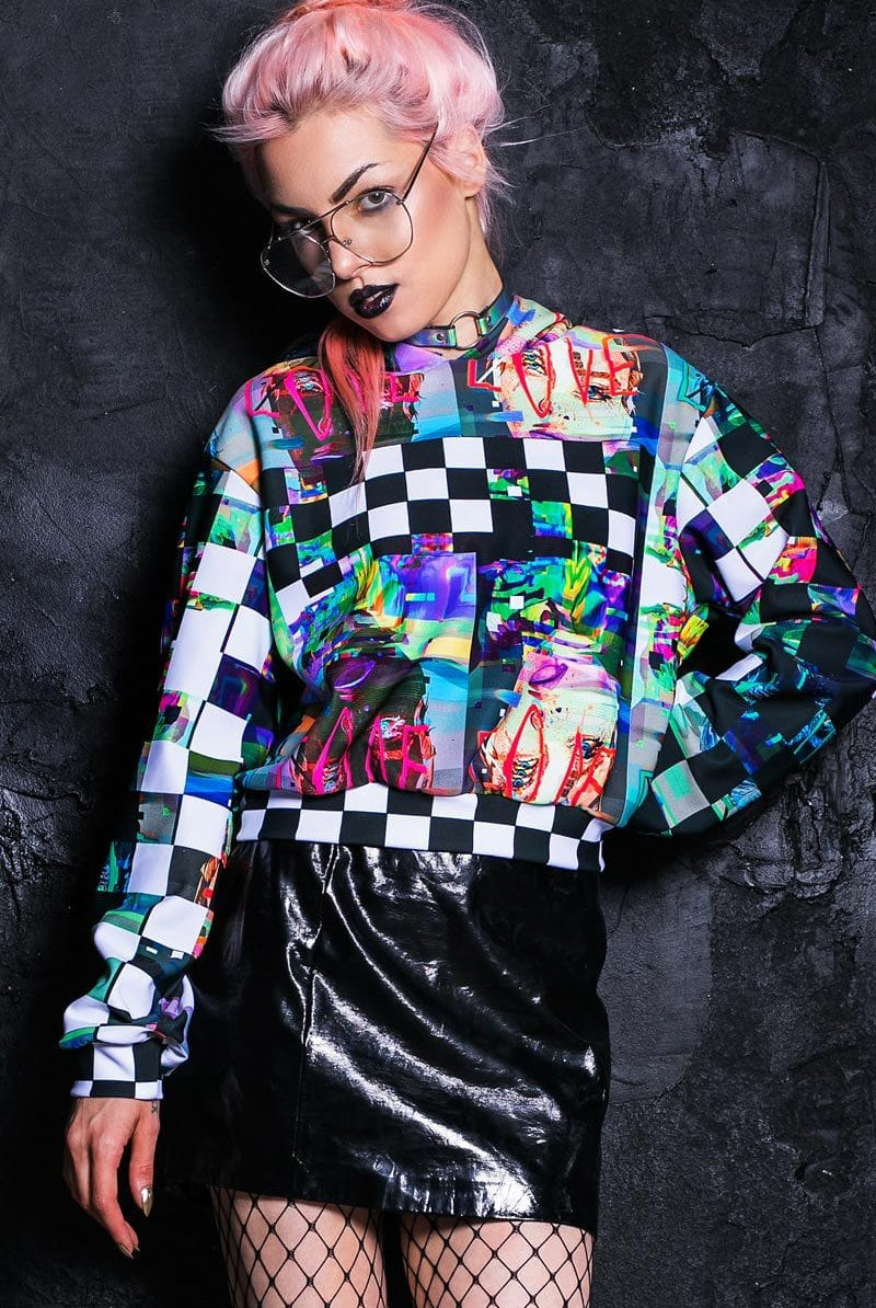 Virtual Love Cropped Hoodie Close View