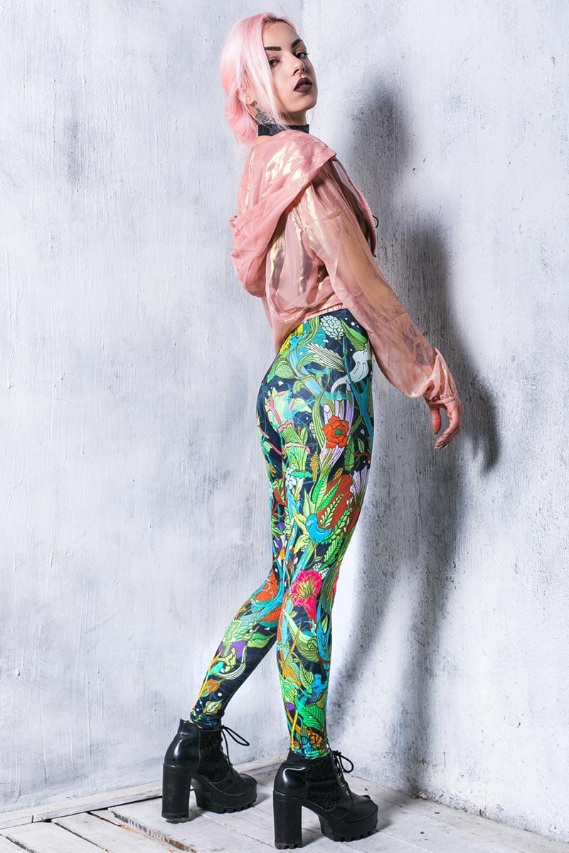 Printed Floral Leggings for Women in Green