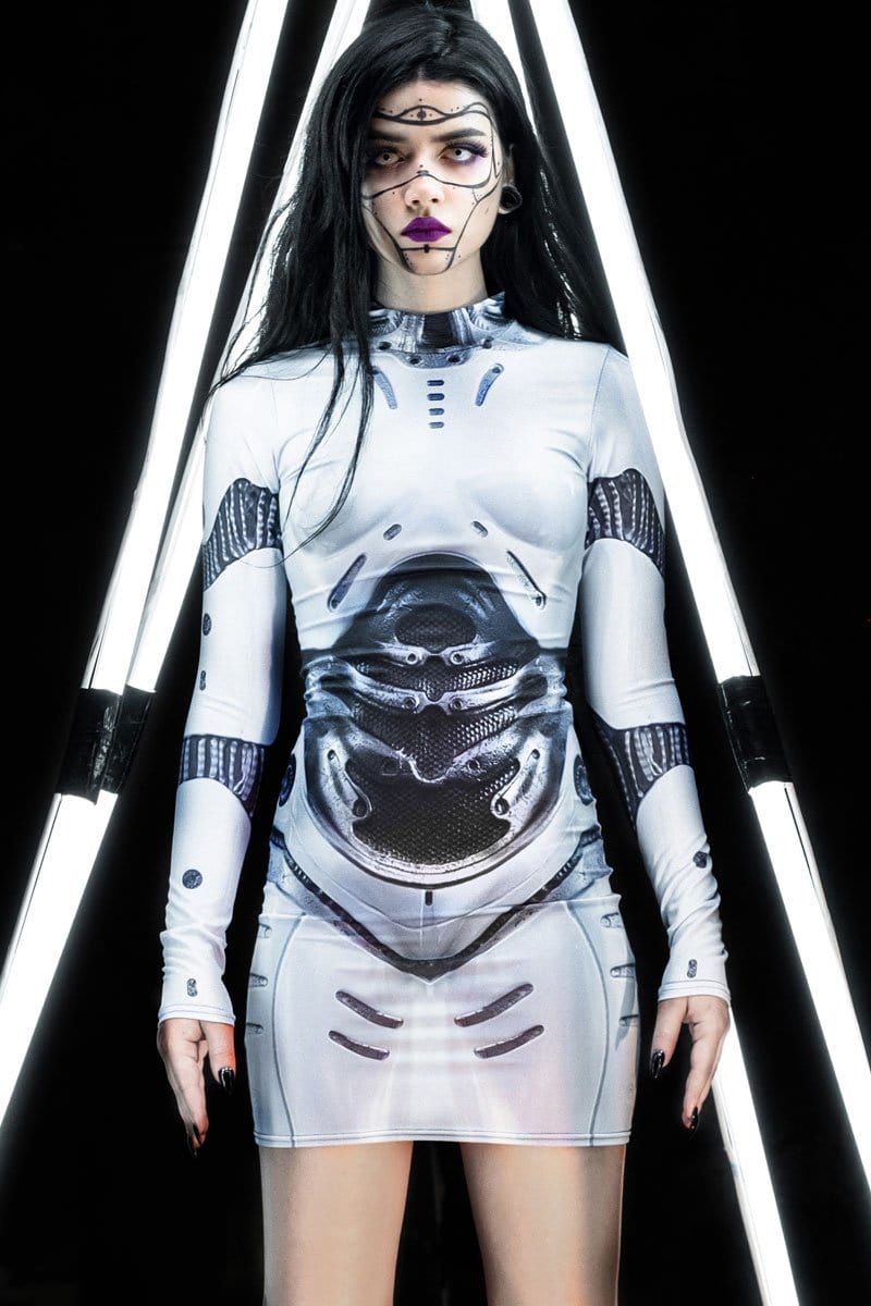 White Bodycon Cosplay Dress with Long Sleeve for Halloween | Devil Walking