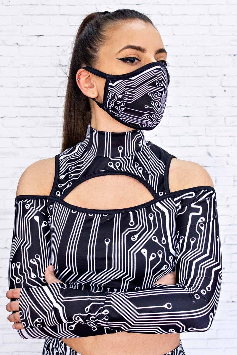 Circuit Board Reusable Face Mask Left View