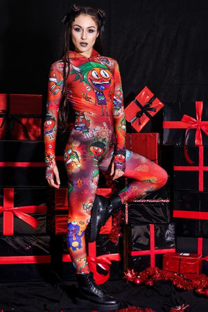 Devil's Party Red Slim-fit Onesie Front View